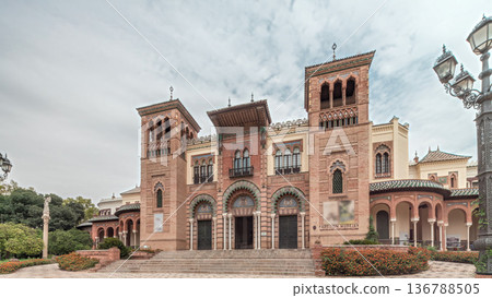 Museum of Arts and Traditions of Seville in Maria Luisa Park timelapse hyperlapse 136788505