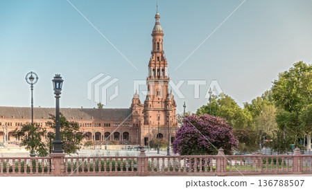 Plaza de Espana timelapse hyperlapse in Seville, Spain Plaza de Espana timelapse hyperlapse in Seville, Spain 136788507