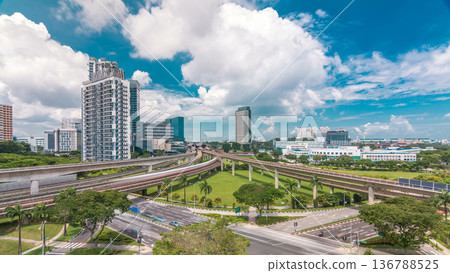 Jurong East Interchange metro station aerial timelapse, one of the major integrated public transportation hub in Singapore Jurong East Interchange metro station aerial timelapse, one of the major integrated public transportation hub in Singapore 136788525