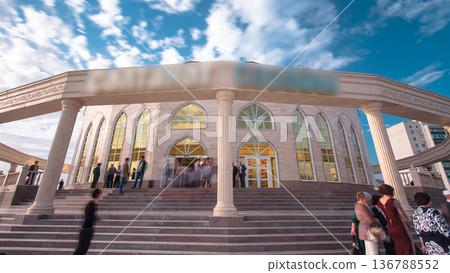 Main Registry Office in Uralsk city timelapse hyperlapse, Kazakhstan 136788552