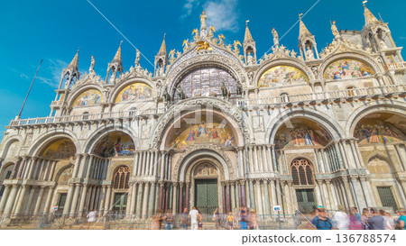 Basilica of St Mark timelapse hyperlapse. It is cathedral church of Roman Catholic Archdiocese of Venice Basilica of St Mark timelapse hyperlapse. It is cathedral church of Roman Catholic Archdiocese of Venice 136788574