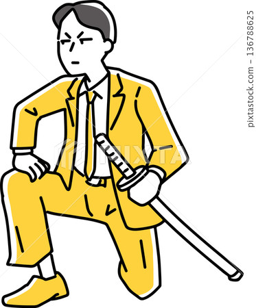 A male employee holding a sword 136788625