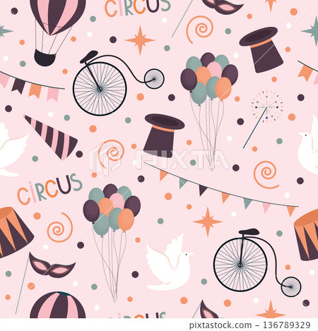 circus seamless pattern 136789329