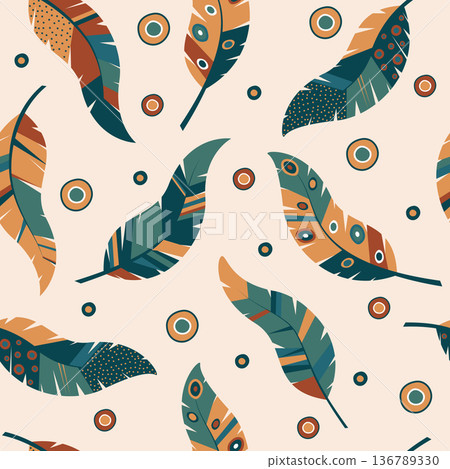 colorful feather seamless pattern 136789330