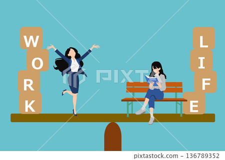 Work-life balance illustrations Work-life balance illustrations 136789352