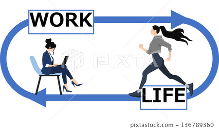 Work-life balance illustrations 136789360