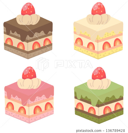 四種蛋糕的插圖 136789428