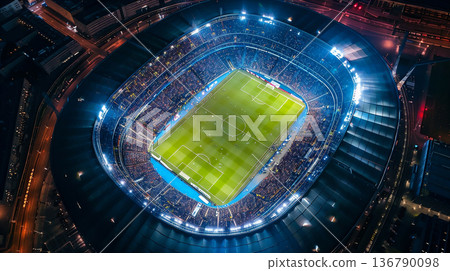 足球場的夜景 136790098