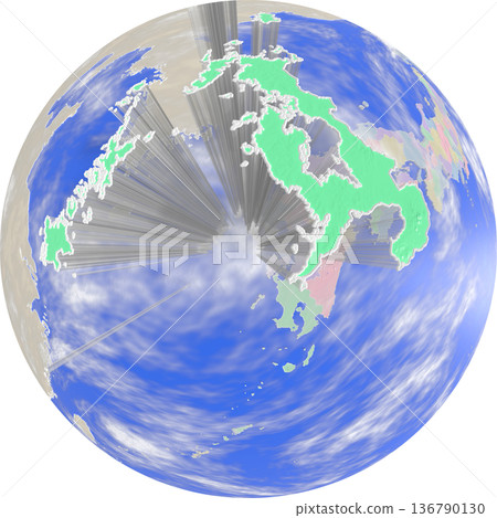 從地球上方看到的類似行星的長崎縣地圖 136790130