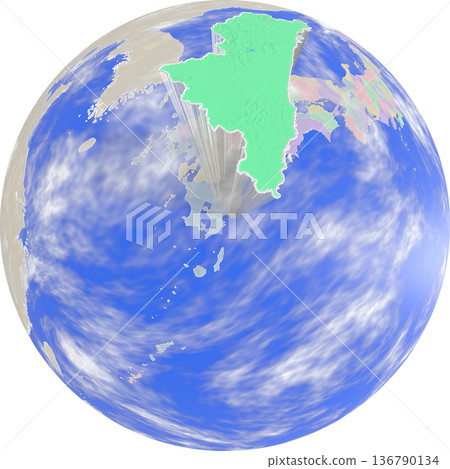 從地球上空看到的宮崎縣行星狀地圖 136790134