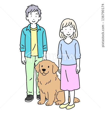 年輕夫婦和他們的狗 136790174
