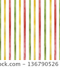 Watercolor seamless pattern with vertical stripes. Hand-drawn botanical spring illustration in green, yellow, pink colors. Abstract background for holiday textile, wrapping paper, decor, cards 136790526