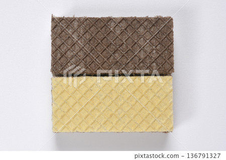 Top View of Chocolate and Vanilla Wafers Top View of Chocolate and Vanilla Wafers 136791327