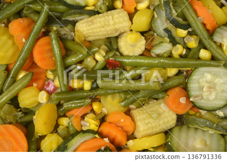 Mixed Steamed Vegetables Background Mixed Steamed Vegetables Background 136791336