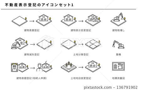 Real estate registration simple icon set 1, vector Real estate registration simple icon set 1, vector 136791902