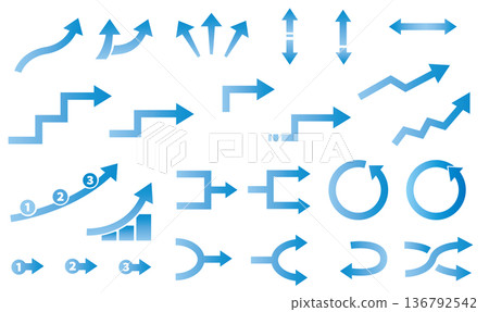 Blue Gradient Arrow Set for Business Diagrams 136792542