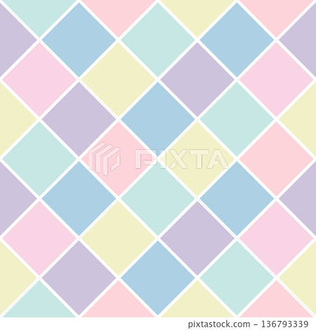 Soft pastel diamond grid seamless tile. Seamless geometric pattern with rhombus. Fabric print. Soft pastel diamond grid seamless tile. Seamless geometric pattern with rhombus. Fabric print. 136793339