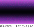 復古未來主義紫色網格背景，80年代霓虹色賽博龐克向量素材 136793442
