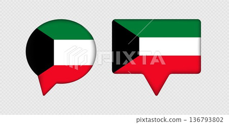 Flag of Kuwait in speech bubble. 136793802