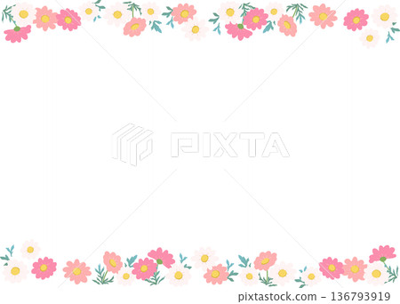 Spring flowers Margaret square flower frame (transparent background) Spring flat vector frame material 136793919