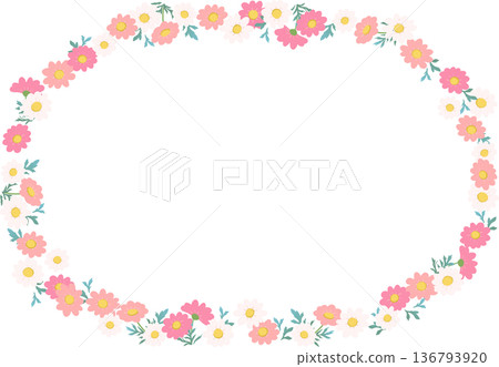 Margaret circular flower frame (transparent background) Spring flat vector frame material 136793920