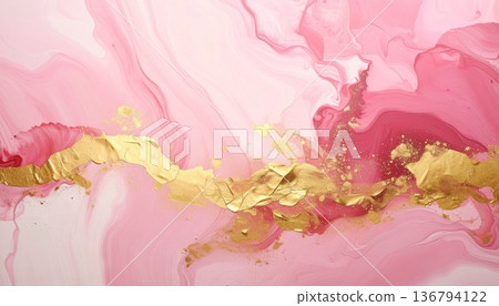 粉紅色和金色優雅抽象 136794122