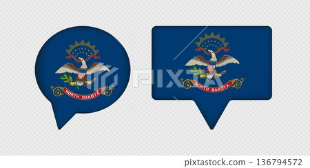 Flag of North Dakota State in Speech Bubble. 136794572