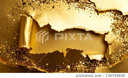 撕裂的金紙 136794698