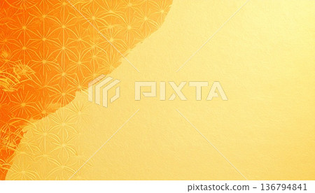 橙色和紙，日式圖像背景材料 136794841