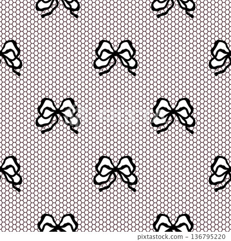 Lace Vintage Ribbon Bow Seamless Pattern Ornate Coquette Girly Vector Background For Greeting Card And Invitation 136795220