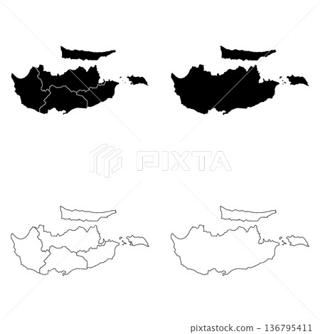 Republic of Cyprus Outline and Solid Fill Map Set. 136795411