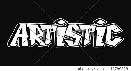 Artistic word graffiti style lettering on black background Artistic word graffiti style lettering on black background 136796269