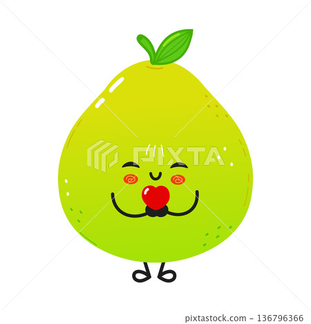 Cute cartoon pomelo character giving a heart Cute cartoon pomelo character giving a heart 136796366