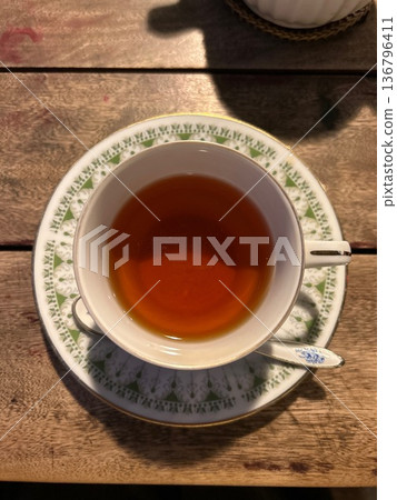 Teacup filled with tea (top) Teacup filled with tea (top) 136796411