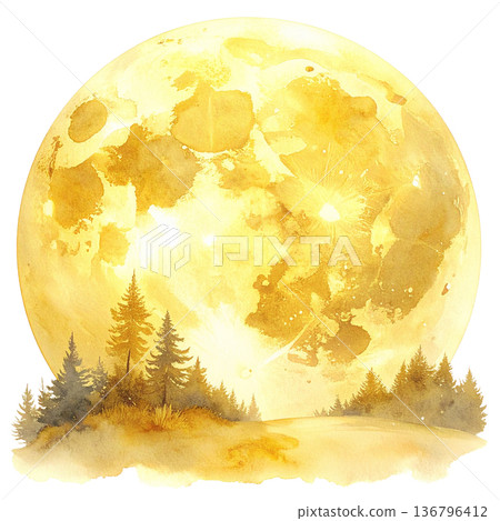 Fantastic full moon illustration material Fantastic full moon illustration material 136796412