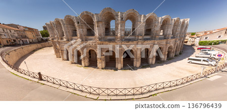 Ancient Roman Amphitheatre Arena In Arles Provence France 136796439