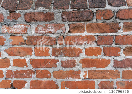 Fragment of a 19th century brick wall 136796856