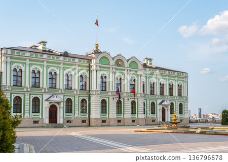 The facade of the ancient governor's palace (Residence of the head of the Republic of Tatarstan) 136796878