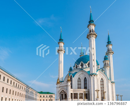 Kul Sharif mosque in Kazan Kremlin, Tatarstan, Russia. It is tourist attraction of Kazan. 136796887