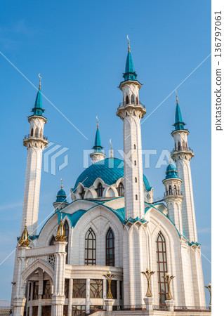 Kul Sharif mosque in Kazan Kremlin, Tatarstan, Russia. It is tourist attraction of Kazan. Kul Sharif mosque in Kazan Kremlin, Tatarstan, Russia. It is tourist attraction of Kazan. 136797061