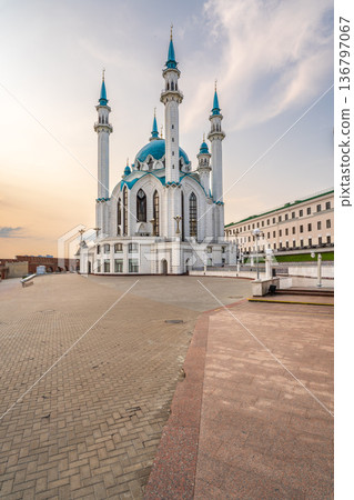 Kul Sharif mosque in Kazan Kremlin, Tatarstan, Russia. It is tourist attraction of Kazan. Kul Sharif mosque in Kazan Kremlin, Tatarstan, Russia. It is tourist attraction of Kazan. 136797067