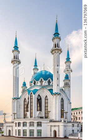 Kul Sharif mosque in Kazan Kremlin, Tatarstan, Russia. It is tourist attraction of Kazan. Kul Sharif mosque in Kazan Kremlin, Tatarstan, Russia. It is tourist attraction of Kazan. 136797069