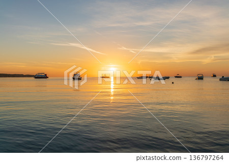 Sunrise over the sea. Panoramic seascape. Sunrise over the sea. Panoramic seascape. 136797264