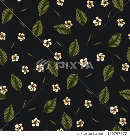 Tropical frangipani plumeria flower seamless vector pattern 136797777