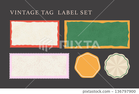 Retro Textured Postage Vintage Frame Label Set, Tag, Sticker, Card, Invitation Vector Classic Collection 136797900