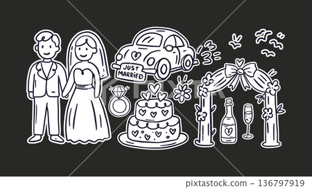 Wedding Doodle Sketch Icon Set Vintage Party Love Vector Invitation Bride Groom Ceremony Celebration Romantic Couple Wedding Doodle Sketch Icon Set Vintage Party Love Vector Invitation Bride Groom Ceremony Celebration Romantic Couple 136797919