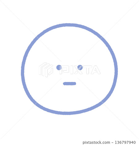 Hand-drawn emoji of a face with blank eyes - illustration material of a serious face, blankness, cold response, and poor evaluation Hand-drawn emoji of a face with blank eyes - illustration material of a serious face, blankness, cold response, and poor evaluation 136797940