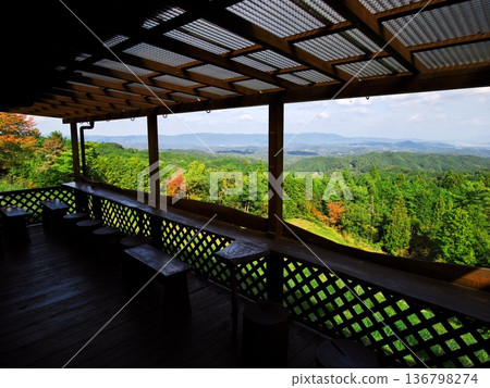 Autumn in Yamazoe Village, Yamabe County, Nara Prefecture. Bouquet of Sheep. View from the Coffee Terrace. Autumn in Yamazoe Village, Yamabe County, Nara Prefecture. Bouquet of Sheep. View from the Coffee Terrace. 136798274