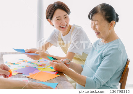 Recreation Care Senior women and caregivers Recreation Care Senior women and caregivers 136798315
