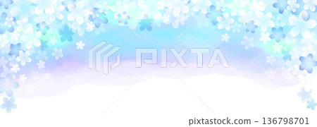 Elegant watercolor blue cherry blossom gradient background Elegant watercolor blue cherry blossom gradient background 136798701